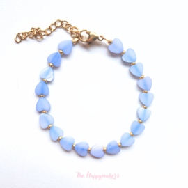Handmade bracelet ''colorful sea shell hearts'' 6mm blue
