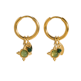 Earrings little hoops ''aventurine star'' rvs, gold