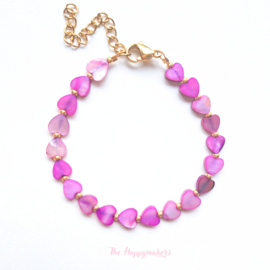 Handmade bracelet ''colorful sea shell hearts'' 6mm purple