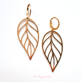 Earrings rvs ''leafs'' stainless steel gold/silver