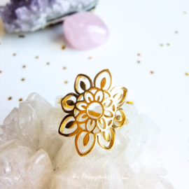 Ring stainless steel ''boho flower'' gold