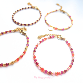Handmade bracelet ''colorful boho mixed stones'' red