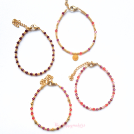 Handmade bracelet ''boho coin'' red stones