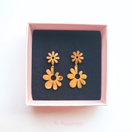 Oorbellen ''hippie flowers'' stainless steel goud/zilver