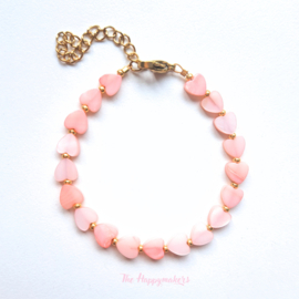 Handmade bracelet ''colorful sea hearts'' 6mm lightpink