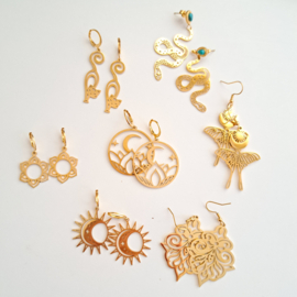 Earrings rvs ''flower moon'' gold/silver