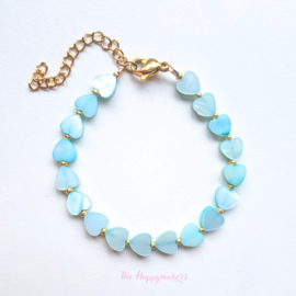 Handmade bracelet ''colorful sea hearts'' 6mm lightblue