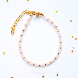 Handmade bracelet ''miyuki pink stones'' rvs gold
