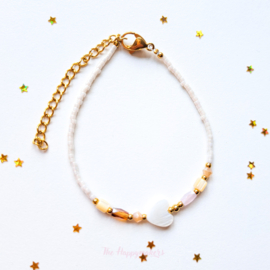 Handmade bracelet ''miyuki mixed stones'' rvs gold