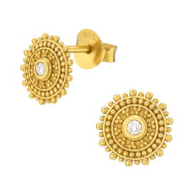 Ear studs ''bohemian round'' gold plated
