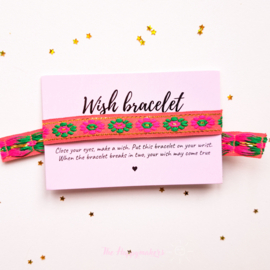 Wish-bracelet ''boho flowers'' pink