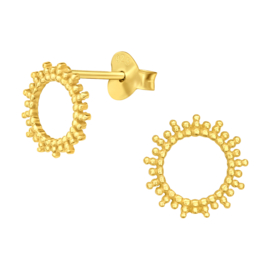 Ear studs ''round sun'' gold plated