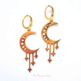 Earrings rvs ''moon & stars'' stainless steel gold/silver