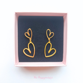 Earrings rvs ''hearts'' stainless steel gold/silver 