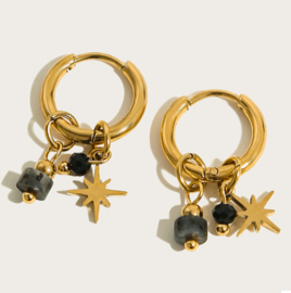 Earrings little hoops ''stars'' rvs, gold