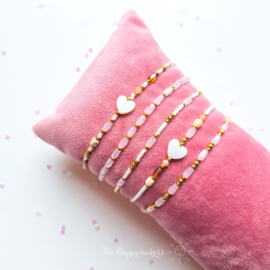 Handmade bracelet ''miyuki pink stones'' rvs gold