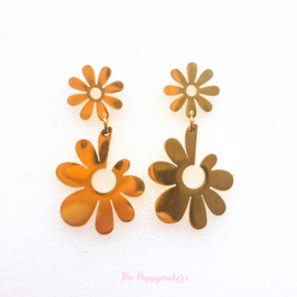 Earrings rvs ''hippie flowers'' gold/silver