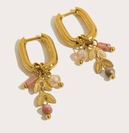 Earrings little hoops ''pink'' rvs, gold