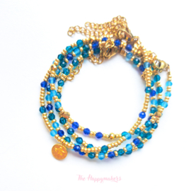 Handmade bracelet ''colorful boho three colors'' blue