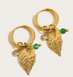 Earrings little hoops ''leafs'' rvs, gold