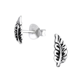 Ear studs ''black feather'' 925 silver