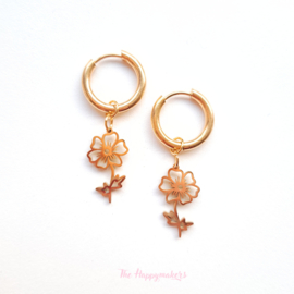 Earrings rvs ''flower hoops'' gold