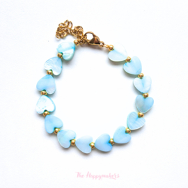 Handmade bracelet ''colorful sea hearts'' 8mm babyblue