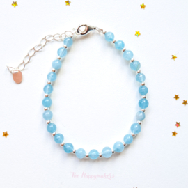 Handmade gemstone bracelet ''aquamarine' 925silver