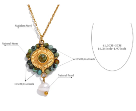 Charm necklace ''turquoise pendant'' gold