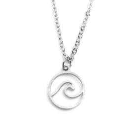 Bedelketting ''waves'' stainless steel, silver