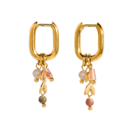 Earrings little hoops ''pink'' rvs, gold