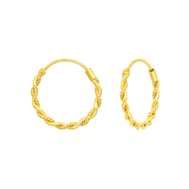 Ringoorbellen ''twisted earrings'' 16mm gold plated