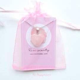 Gemstone heart necklace  ''rosequartz'' silver