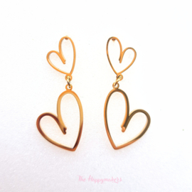Earrings rvs ''hearts'' stainless steel gold/silver 