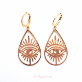 Earrings rvs ''evil eye'' stainless steel gold/silver