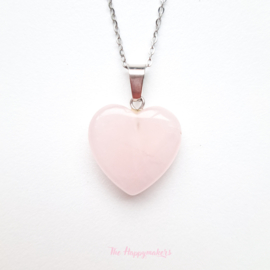 Gemstone heart necklace  ''rosequartz'' silver