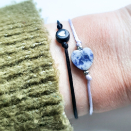 Satin bracelet''gemstone heart'' sodalite