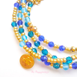 Handmade bracelet ''boho coin'' blue stones