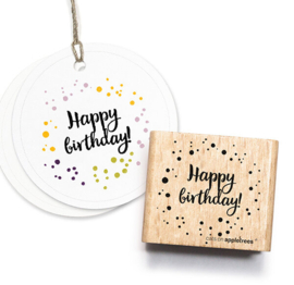 Cats on Appletrees - Stempel Tekst Happy Birthday Met Confetti