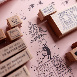 Cats on Appletrees - Mini Stempel Kersttas (1)