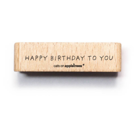 Cats on Appletrees - Stempel met Tekst Happy Birthday to You