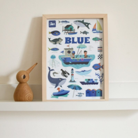 Poppik - Mini Stickerposter: Blauw de Oceaan