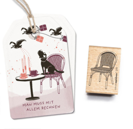 Cats on Appletrees - Stempel Rieten Stoel (1)