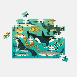 Mudpuppy - Land & Sea Predators  2-zijdige Puzzel(100 st)