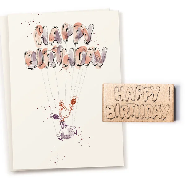 Cats on Appletrees - Stempel Happy Birthday Ballonletters