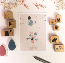 Cats on Appletrees - Stempel Kat Minnegard Zittend
