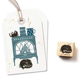 Cats on Appletrees - Stempel Kat Anni Opgekruld