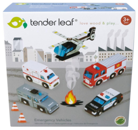 Tender Leaf Toys - Houten Hulpverleningsvoertuigen - 5-delig