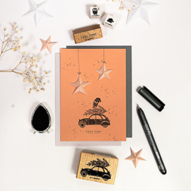 Cats on Appletrees - Stempel Auto met Kerstboom