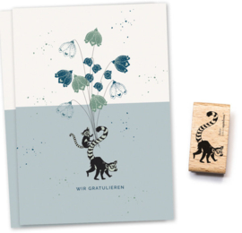 Cats on Appletrees - Stempel Ringstaartmaki Raku